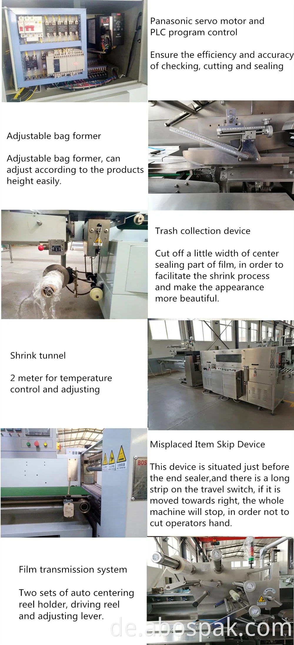 QingDao Bostar Frische Früchte Kokosnuss Multifunktionsautomatische Horizontale Servo Wärmeschrumpfschrink Film Schrumpfenverpackung Verpackungsmaschine mit Tunnel